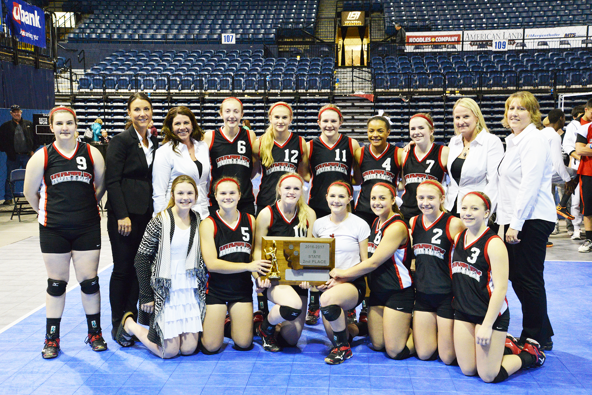 Huntley Project Lady Devils place at state again with a 2nd place trophy in Bozeman on November 12, 2016.  (Photo by Jonathan McNiven)