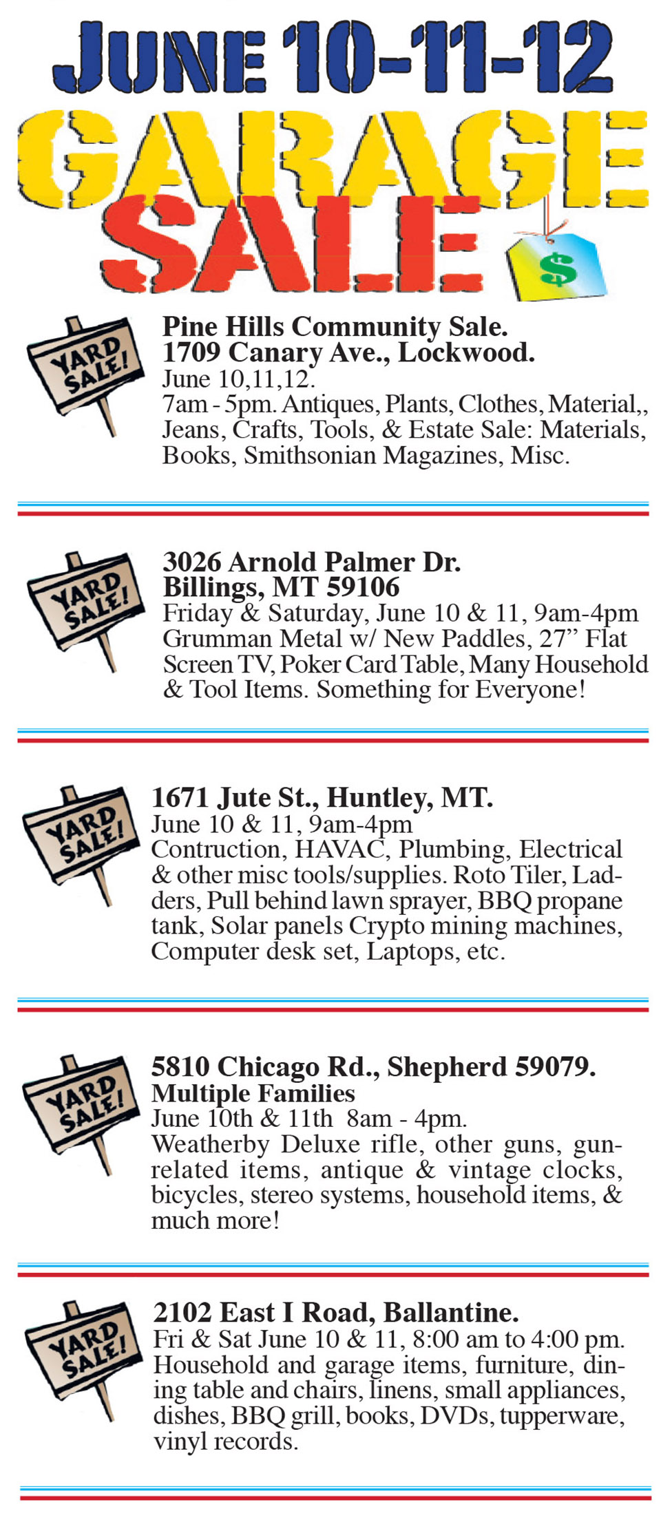 Community Garage Sales this Weekend Huntley Project Online Source